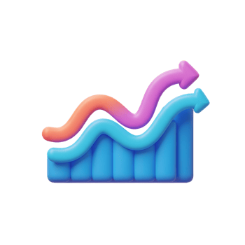 Colorful arrow graph shows a general upward trend, and can be used to demonstrate business and financial growth. png