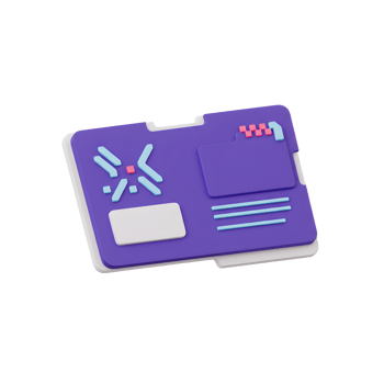 A purple folder containing geometric symbols sits on a white surface, suggesting organization or data storage. png
