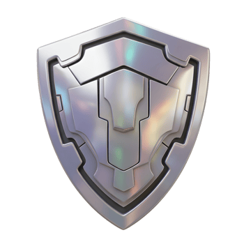 A shiny, silver shield is shown in this 3D rendering, and it can be used for protection or security concepts. png