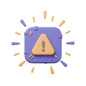 A yellow attention triangle icon on a blue square alerts users to a warning message, ideal for websites or mobile apps. png