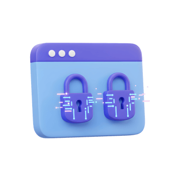 A website protected by two padlocks represents digital security and data protection, suggesting use for safeguarding online information. png