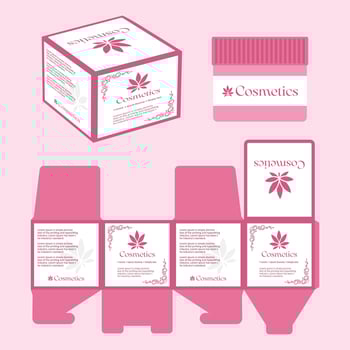 Cosmetics cream box packaging design illustration design pink color theme vector
