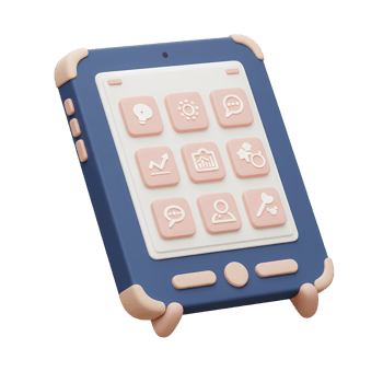 3D Educational Tablet with App Icons png