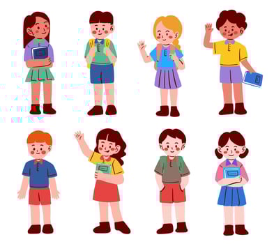 Group of colorful schoolchildren illustration vector