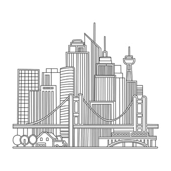City Horizon Sketch with Buildings vector