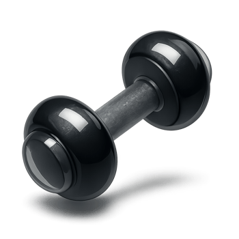 3D Icon of a Detailed Black and Grey Dumbbell png