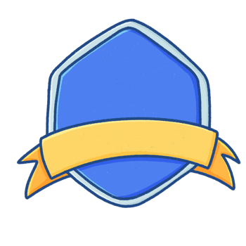 Cute Blue Badge with Ribbon Illustration png