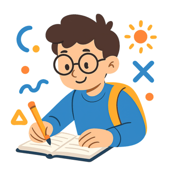 Creative Student Illustrating Ideas with Simple Design Elements png