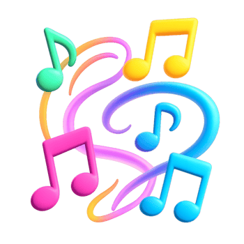 Colorful Floating Music Notes and Swirls for Creative Designs png