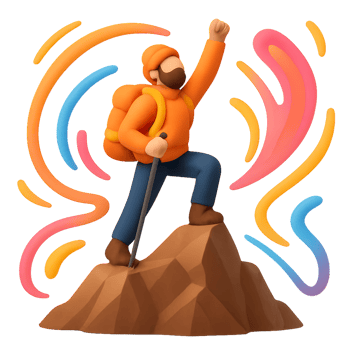 Hiker Celebrating Vibrant Ascent on Mountain with Energetic Background png