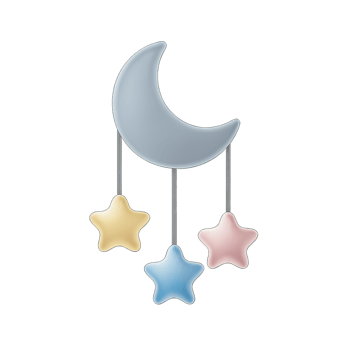 3D Baby Mobile Icon with Moon and Pastel Stars png
