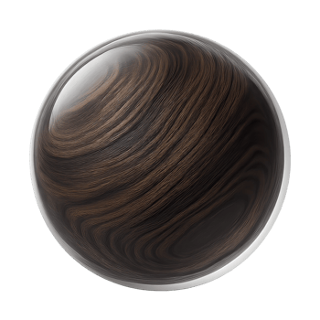 Glossy Sphere with Dark Wood Grain Texture png