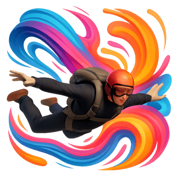 Colorful Skydiver in Descent Against Vibrant Abstract Background png