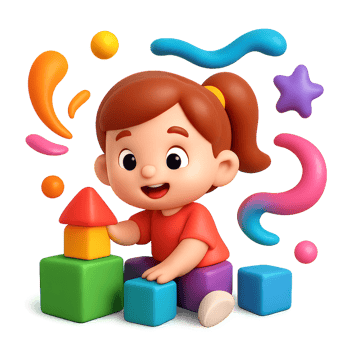 Playful Child Engaged in Imaginative Building with Colorful Blocks png