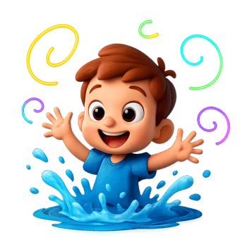 Happy Child Playing in Colorful Water with Joyful Splashes png