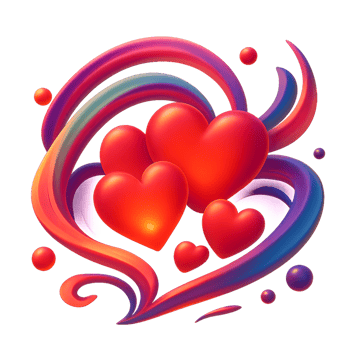 Glowing Hearts with Colorful Swirls and Dynamic Flowing Shapes png