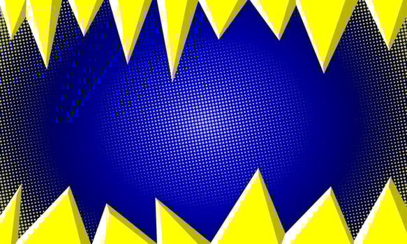 Pop art comic background with yellow 3d triangle shape and halftone texture. Abstract background with text space and copy space area for poster, flyer, banner event Cartoon Illustration on dark blue vector