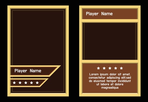Prehistoric primitive themed card game template with yellow and black colors symbolizing ancient times. card template, border template vector