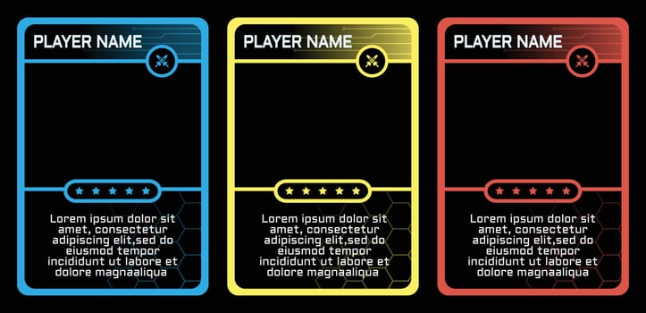 modern robot themed card game template with geometric patterns and three colors. card template, border template vector