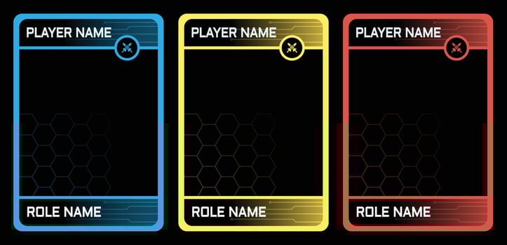 modern technology themed card game template with geometric patterns and three colors. card template, border template vector