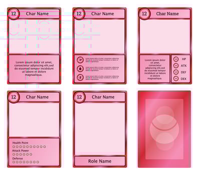 game card template with classic theme and red light color. TCG for in-game character vector