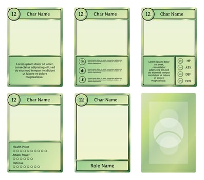 game card template with classic theme and green light color. TCG for in-game character vector