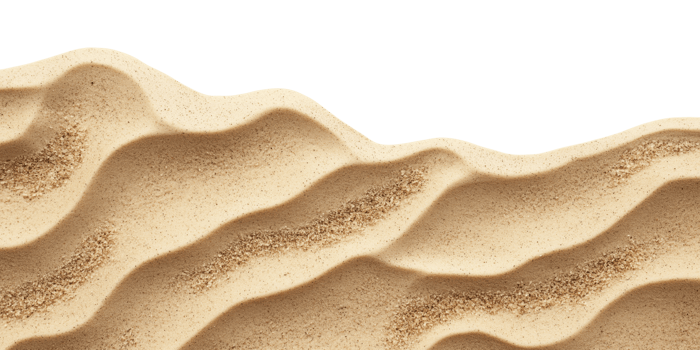 Smooth beach sand dunes isolated on transparent background, top view png