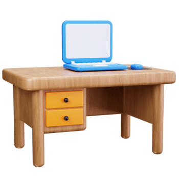 3D Icon Laptop Wooden Desk png