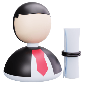 3D Icon Graduate Employee Certificate Scroll png