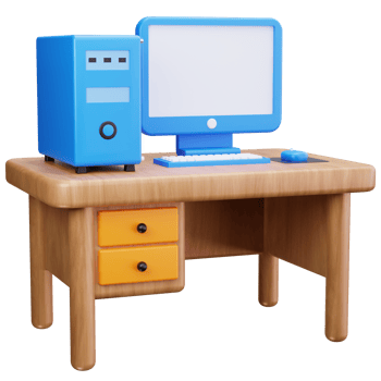 3D Icon Computer Desk Office Setup png