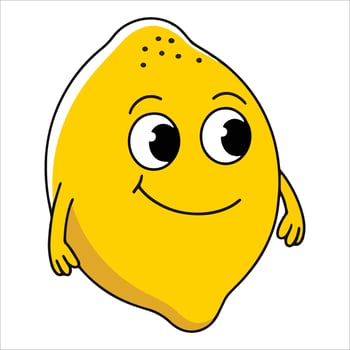 Adorable kawaii lemon cartoon character . Playful citrus fruit illustration with cute face for food mascots and cheerful designs. vector