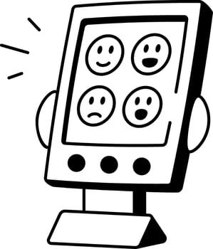 A hand drawn style icon showing emotion detector vector