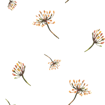 Dill or fennel seamless pattern. Watercolor hand drawn illustration. Branches of dried flowers, sprigs with seeds, inflorescence, umbrella. Clipart for floral fabric print isolated from background png