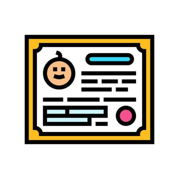 birth certificate color icon illustration vector