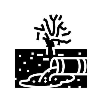sick tree near leak chemical pollution glyph icon illustration vector