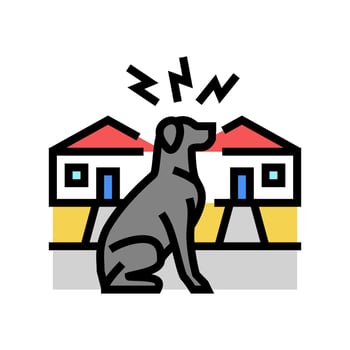 dogs barking loudly noisy neighborhood color icon illustration vector