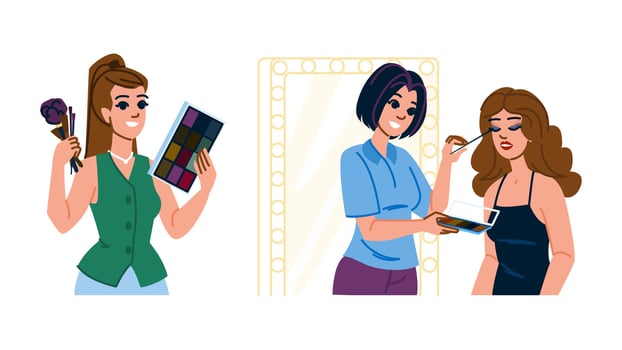 glamour makeup artist woman vector