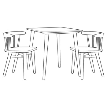 a line drawing of a table and chairs vector