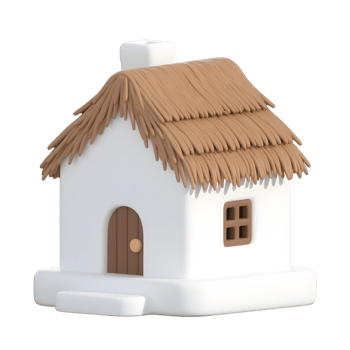 A small thatched roof house isolated on transparent background png