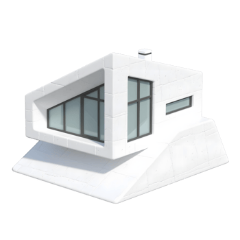 A modern white house with geometric design isolated on transparent background png