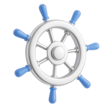 A modern silver ship wheel isolated on transparent background png