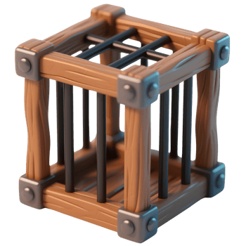 A brown wooden animal cage isolated on transparent background png