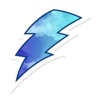 Hand drawn blue thunderbolt design in artistic style vector
