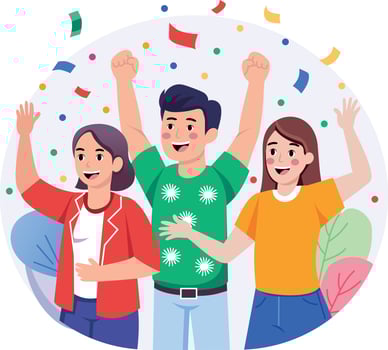 A flat style illustration showing friends celebrating vector