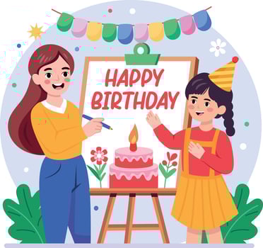 A flat style illustration showing a birthday board vector