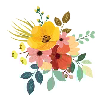 Romantic Hand-Tied Floral Bouquet in Pastel Colors vector