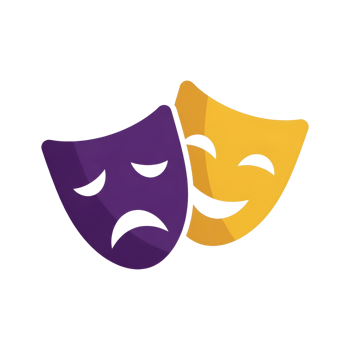 Two theatrical masks sad and happy png