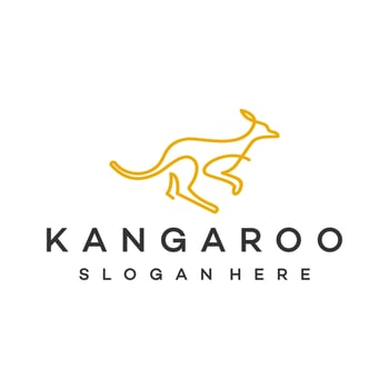kangaroo line art simple logo design stock template illustration vector