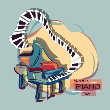 World Piano Day concept design, March 29th. Poster, card, inventation for a holiday of music, musical festival, music day, classical music or jazz festival vector