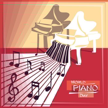 World Piano Day concept design, March 29th. Poster, card, inventation for a holiday of music, musical festival, music day, classical music or jazz festival. vector